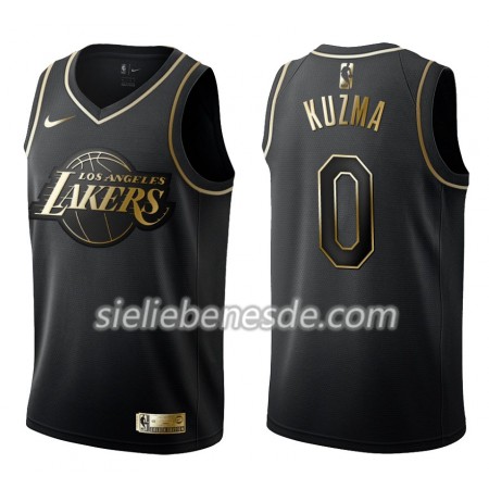 Herren NBA Los Angeles Lakers Trikot Kyle Kuzma 0 Nike Schwarz Golden Edition Swingman